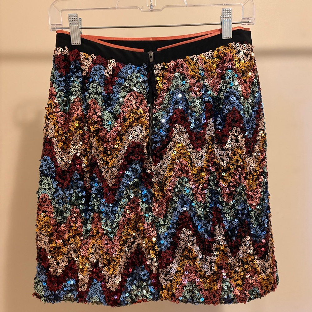 Anthropologie Multicolor Sequin Chevron Mini Skirt - Picture 5 of 6